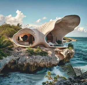 Футуристический дом на берегу океана