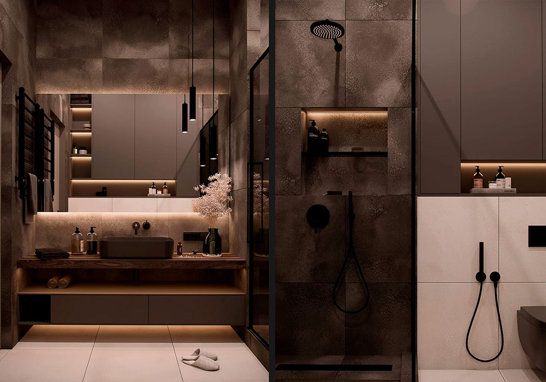Тренды дизайна ванной комнаты: темный цвет