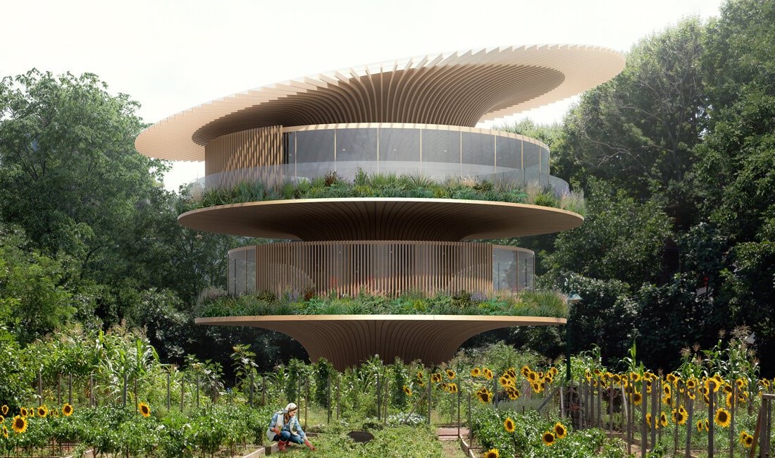 Для Італії розробили проект круглого будинку Sunflower house з дахом, що обертається за сонцем