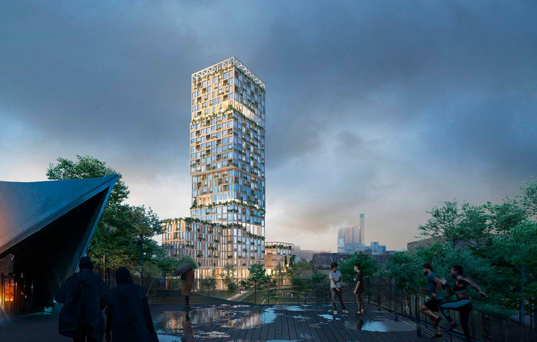 Деревянную башню-гибрид WoHo построят в Берлине
