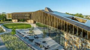 Marlon Blackwell Architects облицювало будівлю каменем текстурою жирафа для створення «відчуття місця»