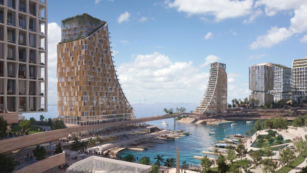 Snohetta проектирует прибрежный район, отражающий горный ландшафт Борнео
