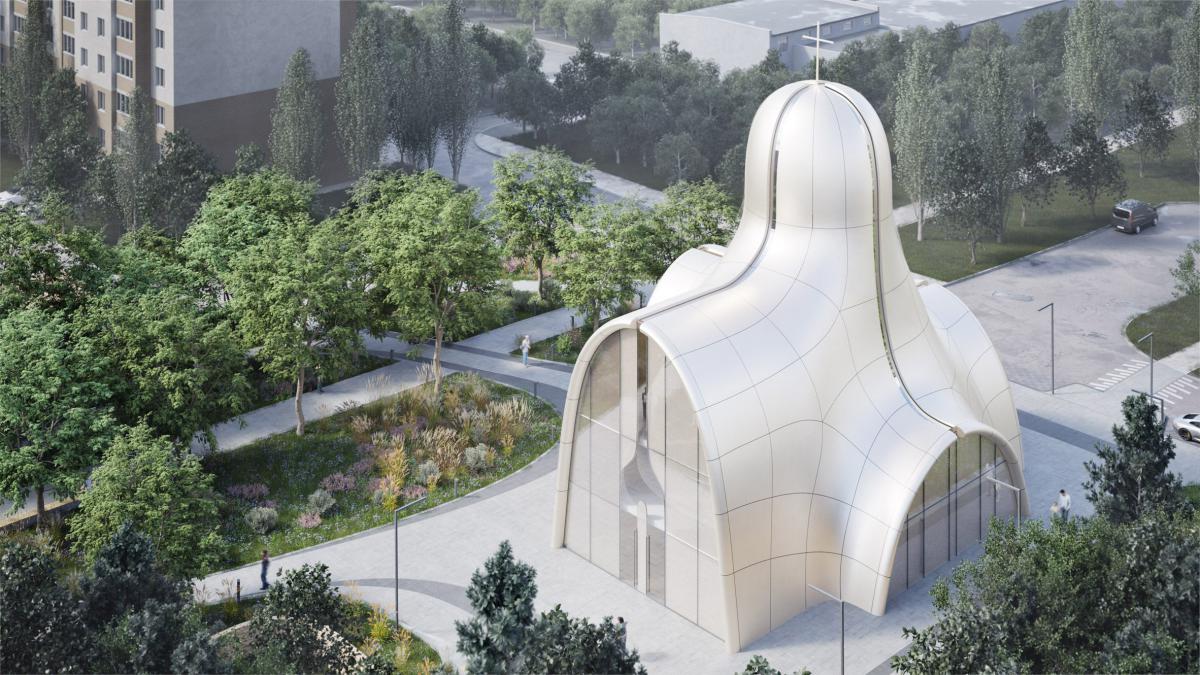 Архітектурне бюро Aranchii Architects спроектувало українську церкву із громадським бомбосховищем