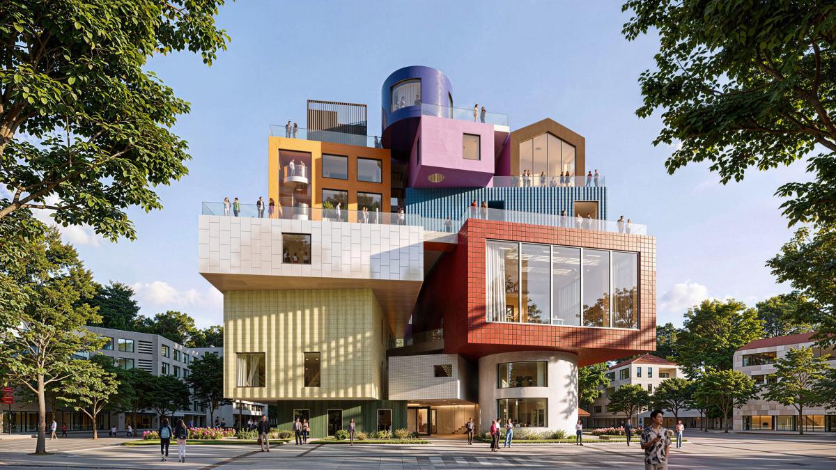 "Вертикальне село" у Шеньчжені: MVRDV створює яскравий культурний квартал із різнокольорових об'ємів